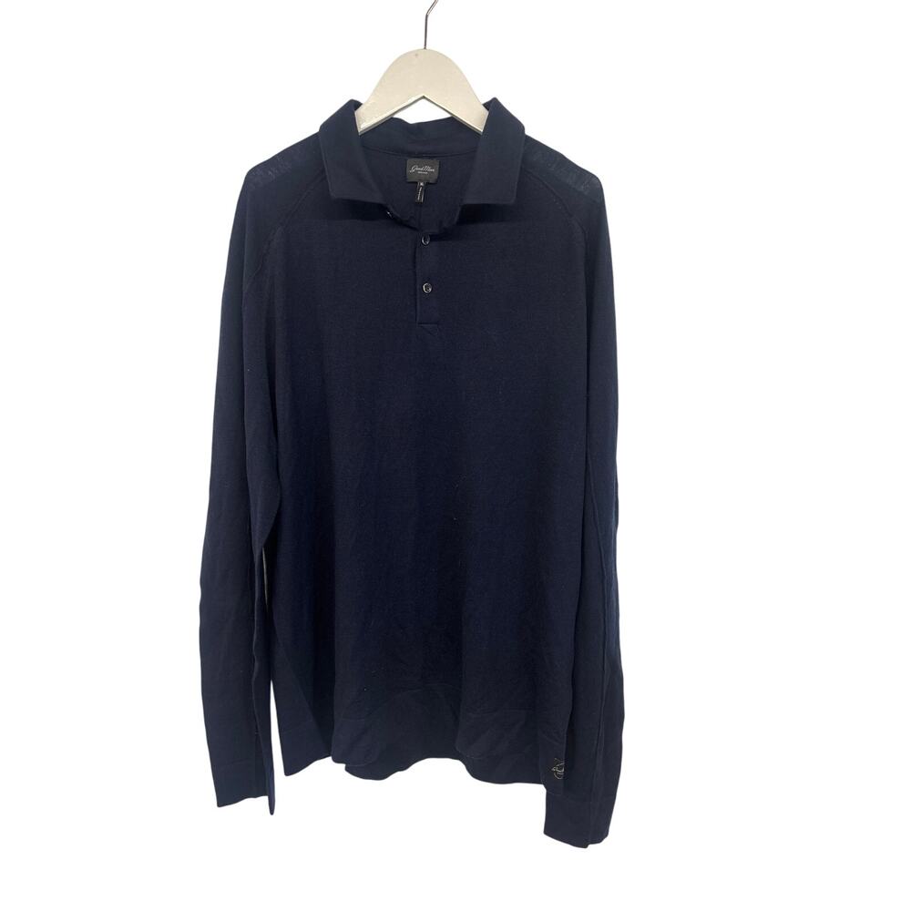 NEW Navy Blue Goodman xl NEW collared sweater mens merino wool long sleeve